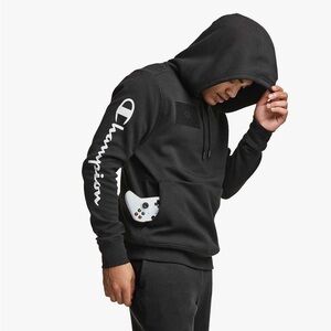 Champion Men's Black Hoodie with Logo Accents